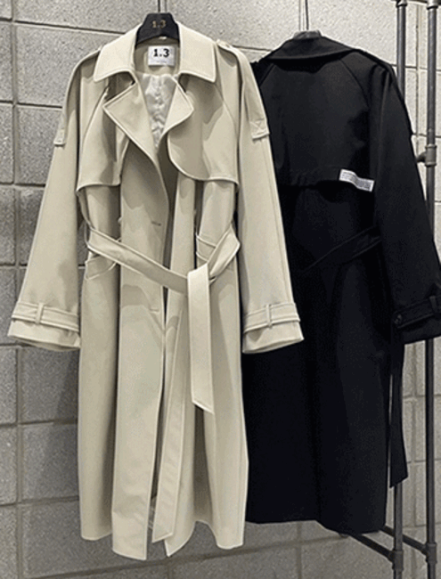 23SS 제작 ORIGINAL DESIGN 봄여름 간절기 CT  얇은 여성 바바리 롱 맥시 루즈 트랜치 코트 2color
